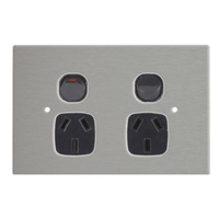 Horizontal Wall Power Outlet 10A With Stainless Steel Cover