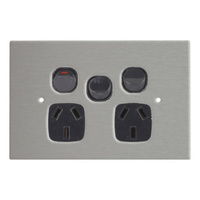 10A Horizontal Wall Power Outlet Switch With Stainless Steel Cover