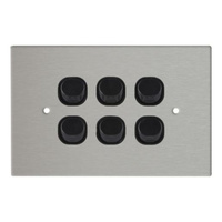 Horizontal Switch  With Stainless  Steel Wall Plate 6 16A 250V AC multiple power switches