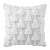 Jingle Jollys Christmas Tree Pillow Covers 2 Packs Cushion Covers Soft Faux Fur Jacquard Throw Pillow Covers 45 x 45cm White