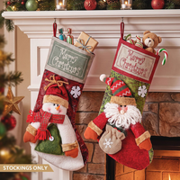 Jingle Jollys 2 Pack 3D Santa Snowman Christmas Stockings Multicolour