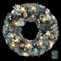 Jingle Jollys 60cm Christmas Wreath with LED Lights Snowy Garland Xmas Decor