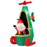 Jingle Jollys Christmas Inflatable Santa Helicopter LED Decoration 2.55M