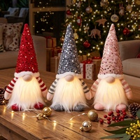 Jingle Jollys Christmas Gnomes Light Up Christmas Decorations Plush Goblin Set of 3 Warm White