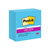 Post-It Super Sticky Notes Blue 76 x 76mm 5-Pack - Box of 4