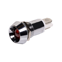 Z0230A Red 100mcd 10mm LED With Chrome Bezel  6.35mm Tab Connection