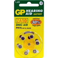 GP ZA10 Hearing Aid Battery Size 10 PR70 AC10 DA230 6Pk