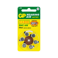 GP ZA312B6 Hearing Aid Battery Size 312 PR41 AC312 6Pk