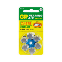 GP Hearing Aid Battery 6 Pack Size 675 Pr44 Ac675 Typical Battery