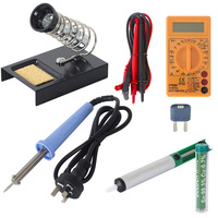 ZD-303B 5 Piece Soldering Iron Starter Kit with Multimeter & Electronics Tools