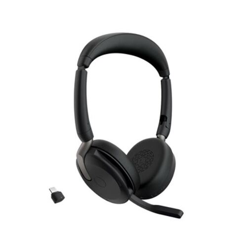Jabra Evolve2 65 Flex MS Teams, Stereo Bluetooth Headset, Link380c USB-C Dongle, Foldable Design, 2Yr Warranty ANC, 20 hours battery life, 30m Range