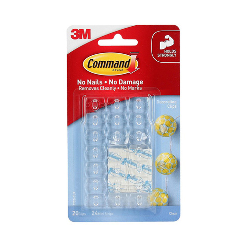 Command 17026CLR Decorating Clips Clear 20-Pack - Box of 6