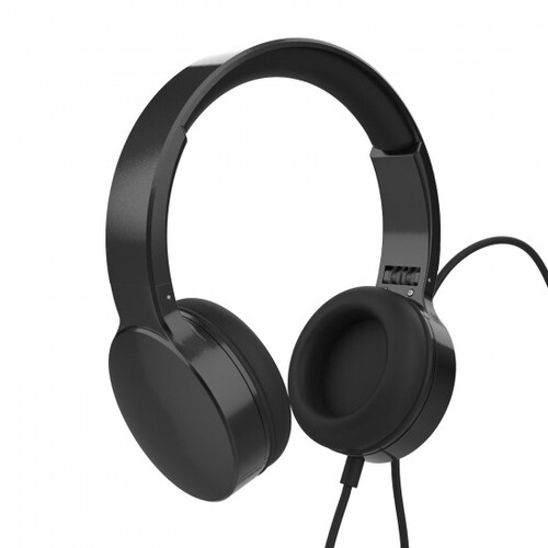 Laser Wired Over Ear Stereo Foldable Design Headphones Black with 40mm Drivers