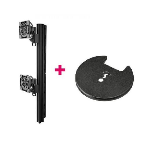 Atdec AWMS-2-LTHT75 Heavy Duty Dual Mount + 750mm Post / 18kg (40lb) Flat Screens, 12kg (26.5lb) Curved Screens + Grommet Clamp Desk Fixing, Black