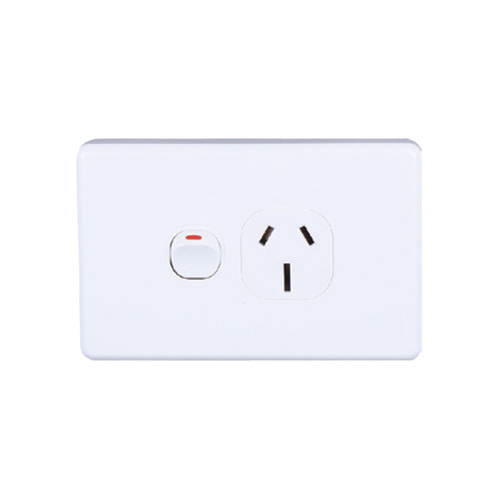 AVOL Power Point 1 Gang Double Pole | 250VAC 15A | White | Horizontal