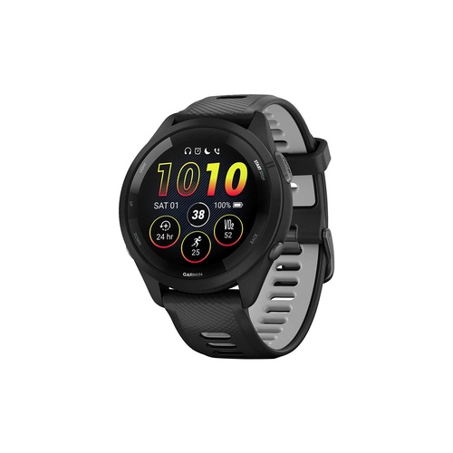 Garmin Forerunner 265 Smart Sports Watch (Black with Black/Powder Grey Band, 46mm)