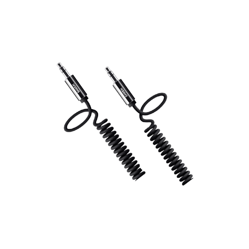 Sansai Coiled 3.5mm Audio Cable-Black AV Receiver/Stereo