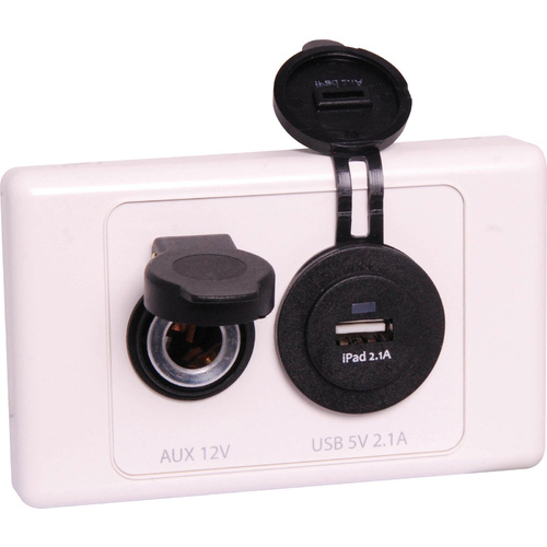 Dynalink 5V USB Charger Merit Connector Dual 12V Wallplate