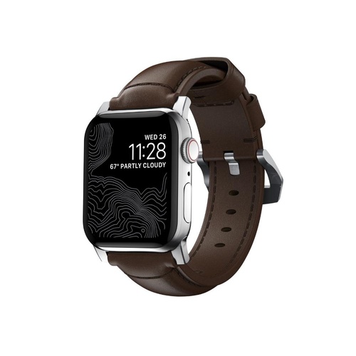 NOMAD Traditional Band - Apple Watch(42-49mm)Brown(Slvr Hrd)
